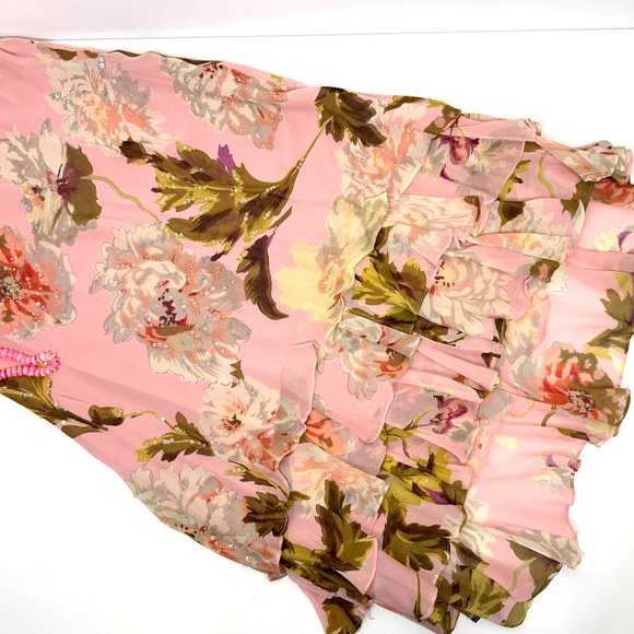 Paradise NY BOHO Cottagecore Romantic Floral Beaded Maxi Skirt Sz S - Picture 14 of 16